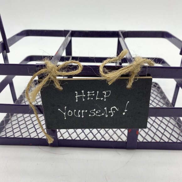 Metal Basket Utensil Condiments Holder Caddy 3 Compartment Purple Picnic Crafts‎ - Picture 2 of 9